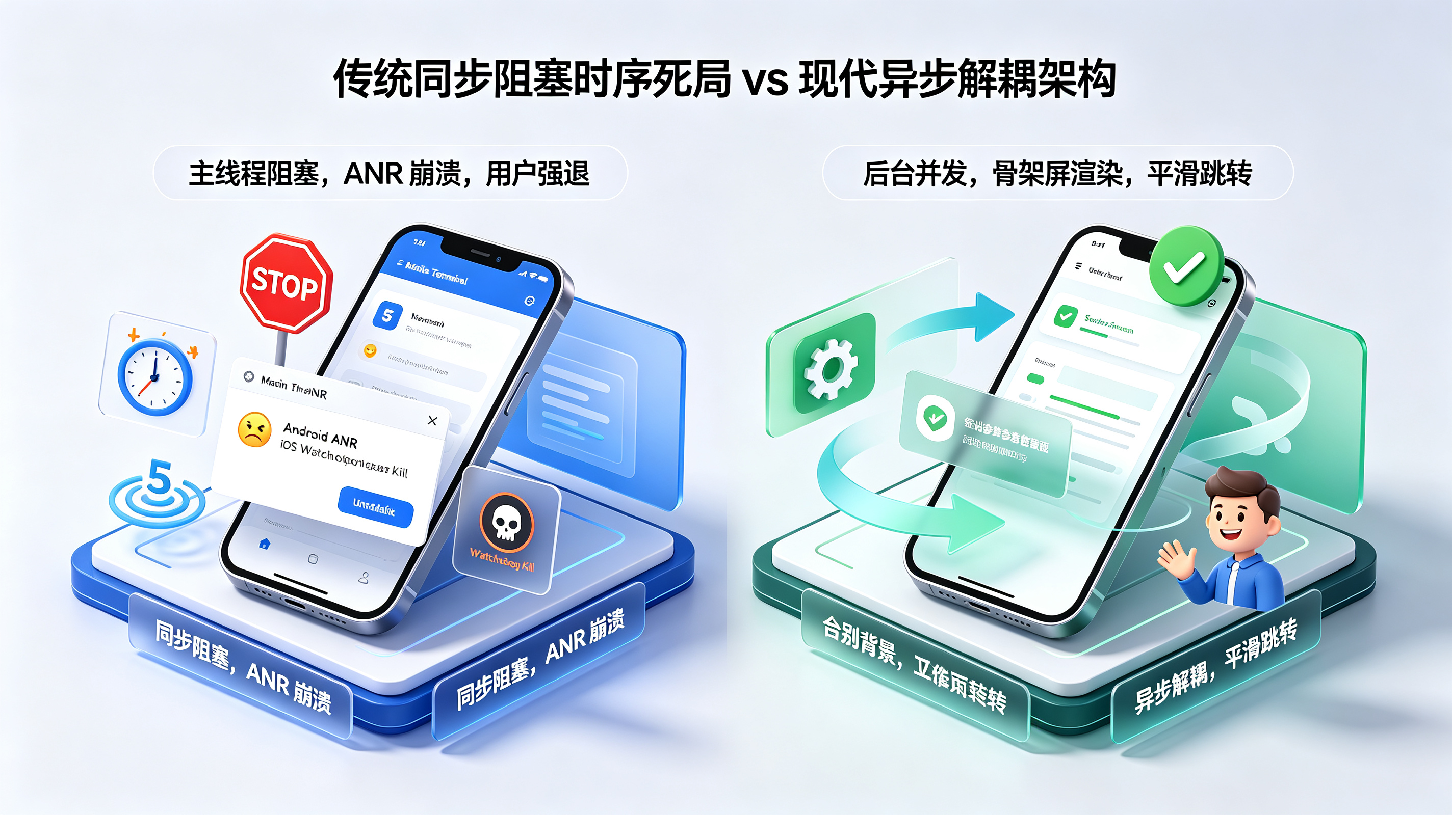 传统同步阻塞的时序死局与异步解耦架构对比