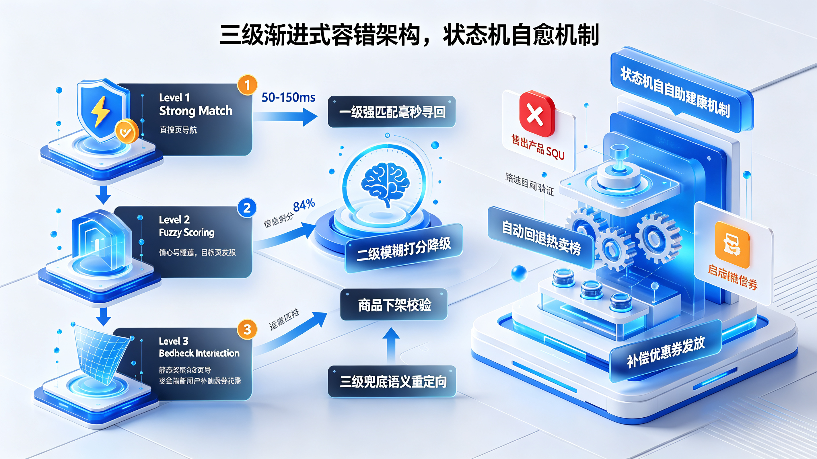 三级渐进式容错架构与状态机自愈机制