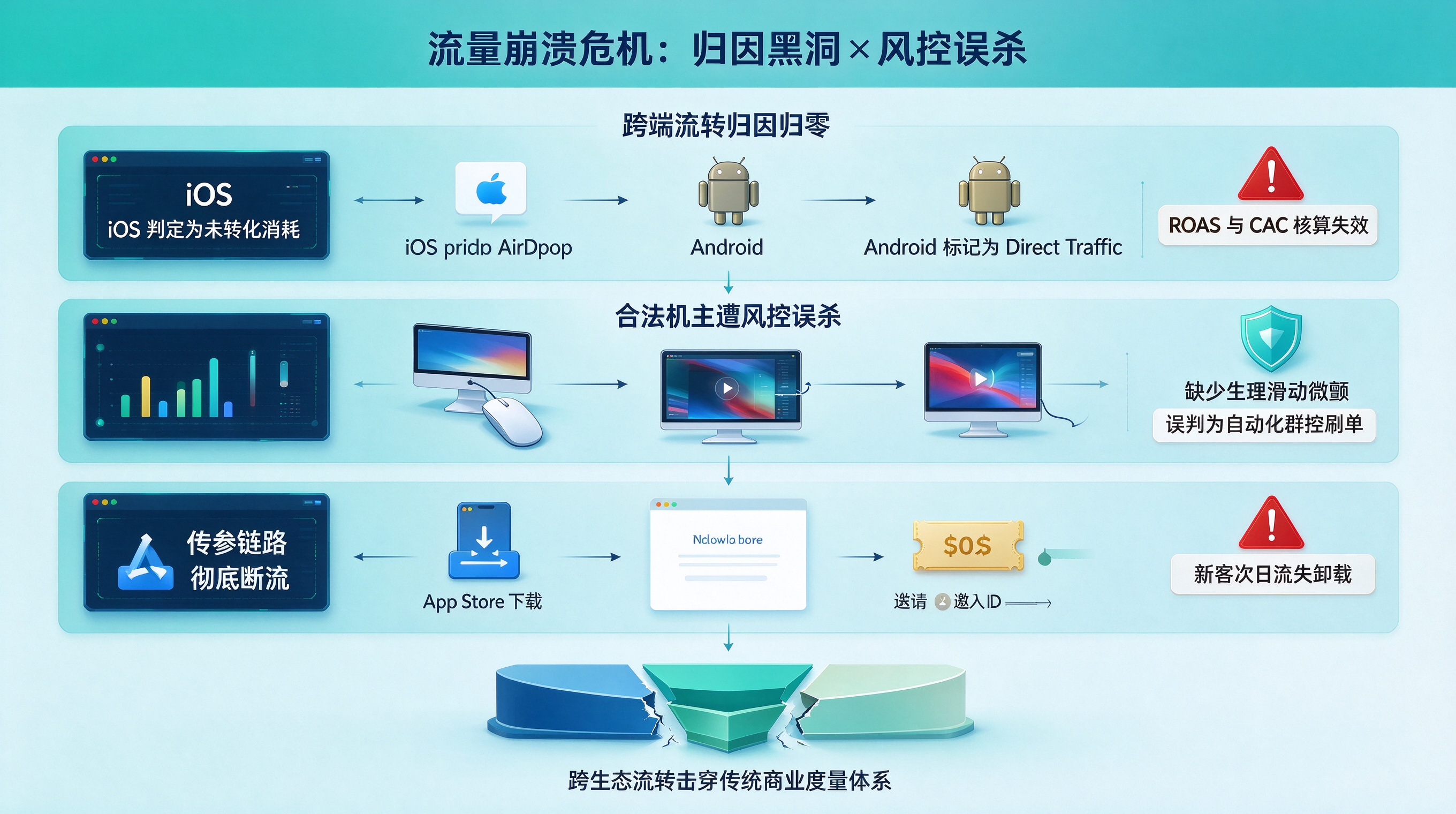 流量崩溃危机:跨端流转中的数据断层与归因黑洞